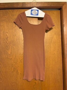 wild fable Ribbed Scoop Mini Dress - Rust Brown